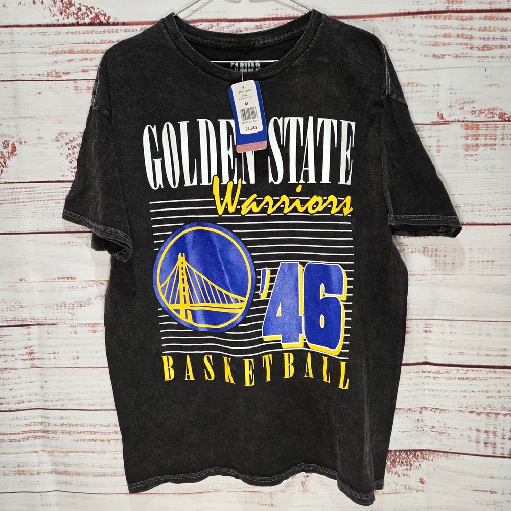 NBA Golden State Warriors Basketball Graphic Tee Shirt 46 NEW Black Mineral Wash